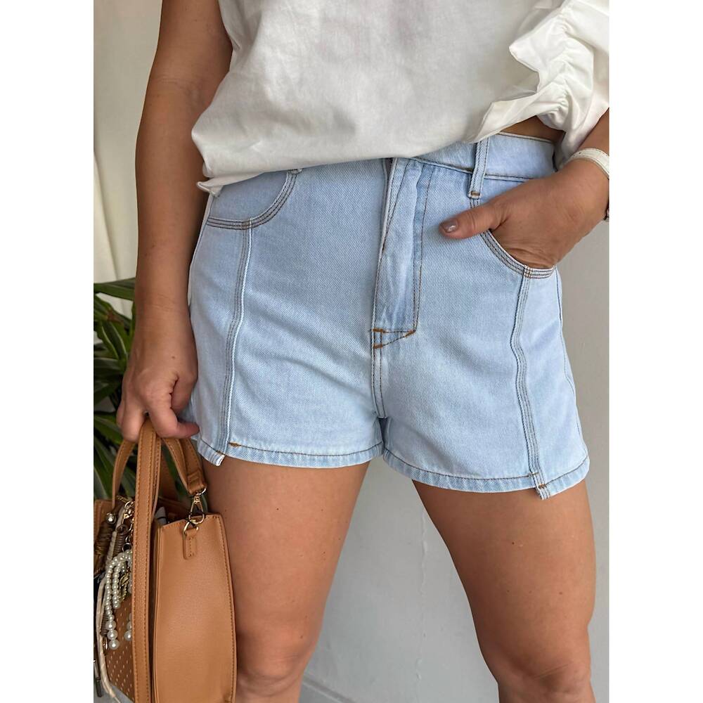 NEW DRESS TO reconstructed denim shorts in light wash